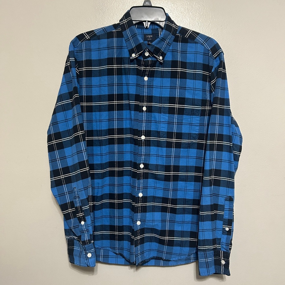 J.Crew Oxford Shirt Mens M Blue Plaid Button Down Cotton Preppy Gorpcore Classic
